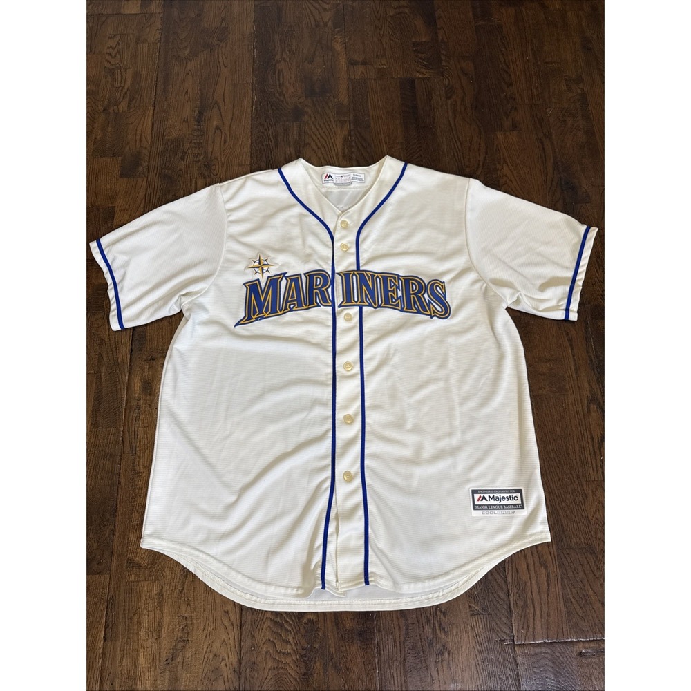 Seattle Mariners Majestic Cool Base Mitch Haniger #17 Jersey Cream XL EUC